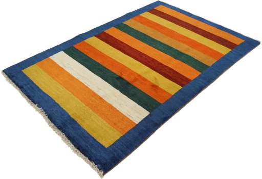 Close-up detail of New Persian Gabbeh rug from Iran / Persia showing Wool weave