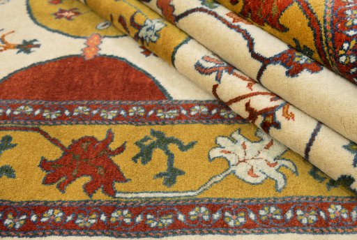 Close-up detail of New Persian Gabbeh rug from Iran / Persia showing Wool weave