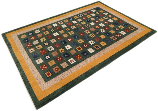 Close-up detail of New Persian Gabbeh rug from Iran / Persia showing Wool weave