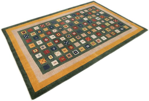 Surface texture of New Persian Gabbeh rug with natural Wool and intricate pattern