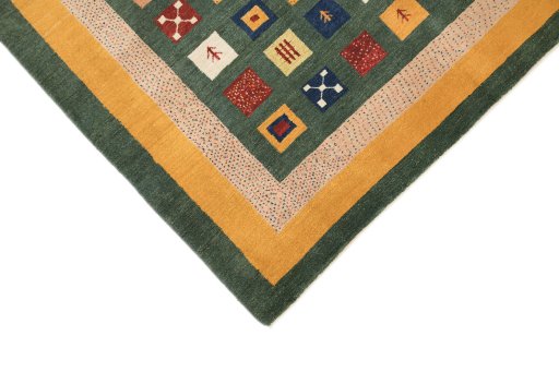 Central medallion detail of New Persian Gabbeh rug from Iran / Persia