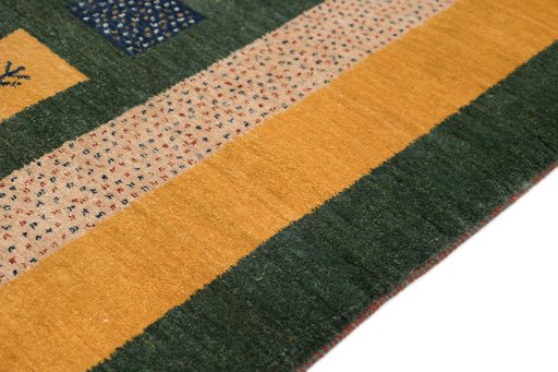 Close-up detail of New Persian Gabbeh rug from Iran / Persia showing Wool weave