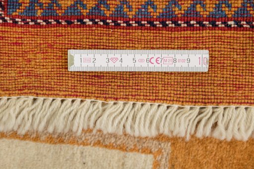 Full view of New Persian Gabbeh rug from Iran / Persia, 328 × 198 cm in Terracotta tones