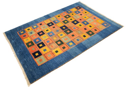 Close-up detail of 2000s Persian Gabbeh rug from Iran / Persia showing Wool weave