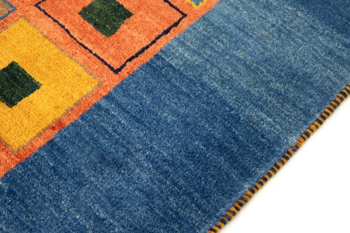 Central medallion detail of 2000s Persian Gabbeh rug from Iran / Persia