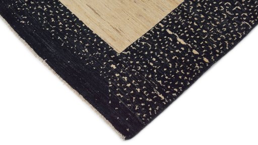 Backside of handmade New Gabbeh Loribaft rug showing knot structure and weave density
