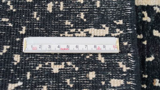 Full view of New Gabbeh Loribaft rug from Afghanistan, 198 × 157 cm in Black tones