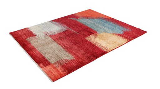 Close-up detail of New Gabbeh Loribaft rug from Afghanistan showing Wool weave