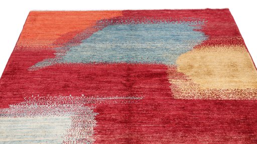 Surface texture of New Gabbeh Loribaft rug with natural Wool and intricate pattern