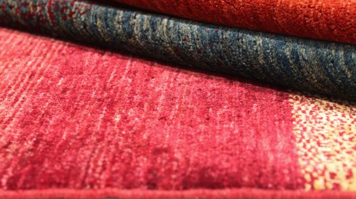 Close-up detail of New Gabbeh Loribaft rug from Afghanistan showing Wool weave