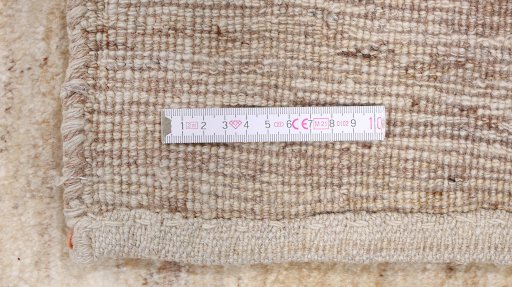 Full view of New Persian Gabbeh rug from Iran / Persia, 175 × 124 cm in Cream tones