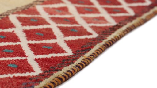 Central medallion detail of 1920s Persian Gabbeh rug from Iran / Persia