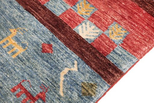 Central medallion detail of New Gabbeh Loribaft rug from Afghanistan