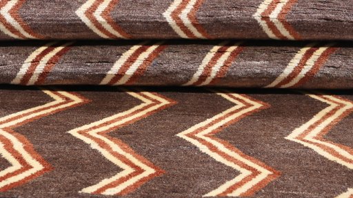 Close-up detail of New Persian Gabbeh rug from Iran / Persia showing Wool weave
