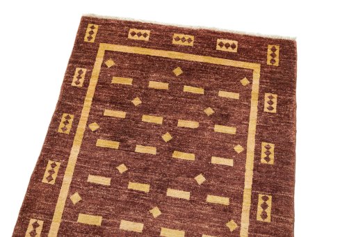 Surface texture of New Gabbeh Loribaft rug with natural Wool and intricate pattern