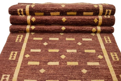 Close-up detail of New Gabbeh Loribaft rug from Afghanistan showing Wool weave