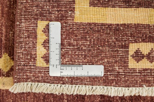 Full view of New Gabbeh Loribaft rug from Afghanistan, 300 × 89 cm in Dark red tones