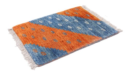 Close-up detail of New Persian Gabbeh rug from Iran / Persia showing Wool weave