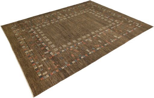 Close-up detail of 1980s Persian Gabbeh rug from Afghanistan showing Wool weave