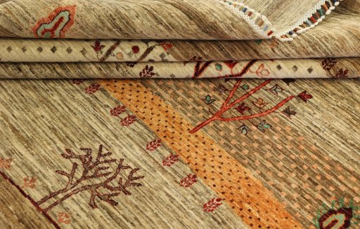 Surface texture of New Persian Gabbeh rug with natural Wool and intricate pattern