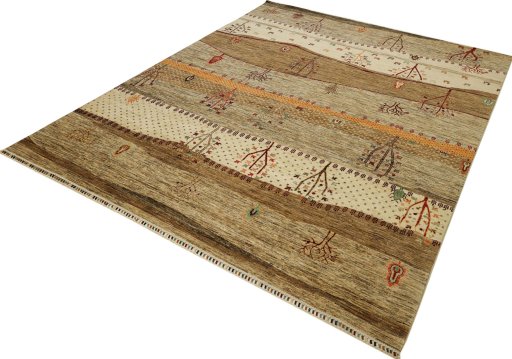 Close-up detail of New Persian Gabbeh rug from Pakistan showing Wool weave