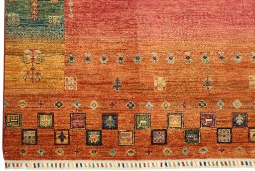Close-up detail of New Persian Gabbeh rug from Pakistan showing Wool weave