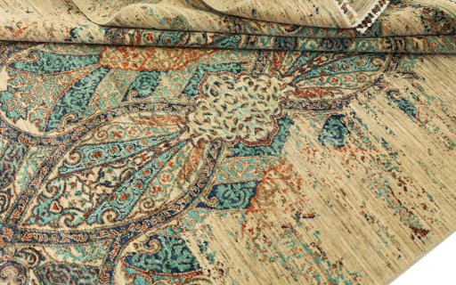 Surface texture of New Persian Gabbeh rug with natural Wool and intricate pattern