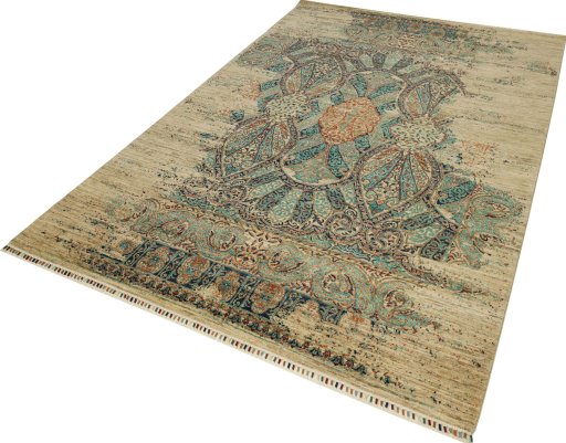 Close-up detail of New Persian Gabbeh rug from Pakistan showing Wool weave