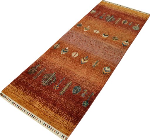 Close-up detail of New Persian Gabbeh rug from Pakistan showing Wool weave