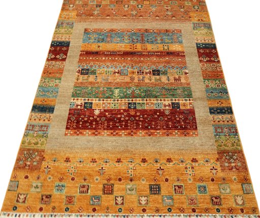 Surface texture of New Persian Gabbeh rug with natural Wool and intricate pattern