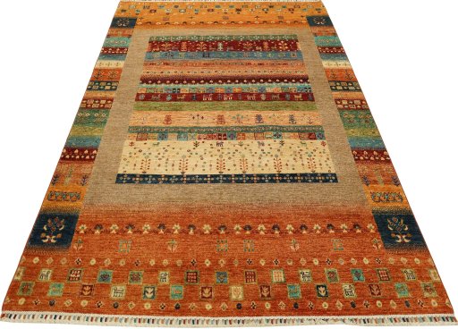 Surface texture of New Persian Gabbeh rug with natural Wool and intricate pattern