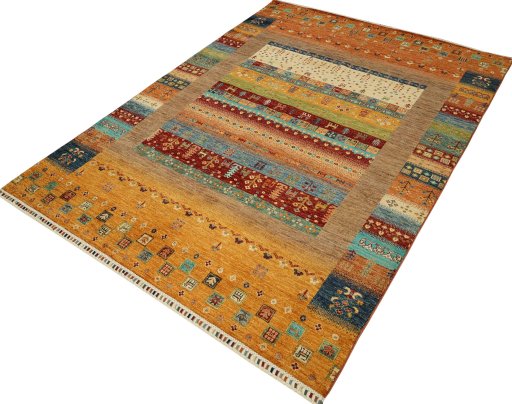 Close-up detail of New Persian Gabbeh rug from Pakistan showing Wool weave