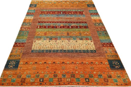 Surface texture of New Persian Gabbeh rug with natural Wool and intricate pattern