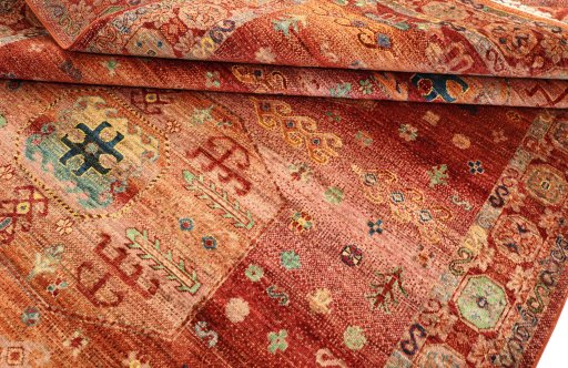 Close-up detail of New Persian Gabbeh rug from Pakistan showing Wool weave
