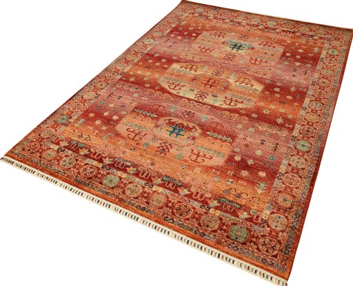 Close-up detail of New Persian Gabbeh rug from Pakistan showing Wool weave