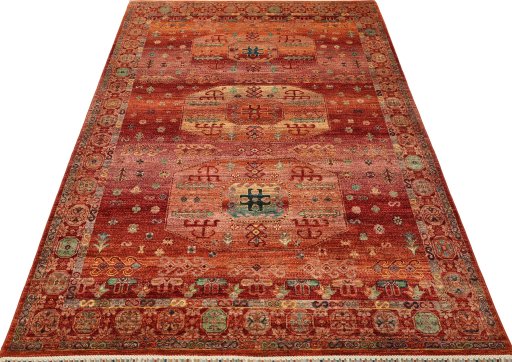 Surface texture of New Persian Gabbeh rug with natural Wool and intricate pattern