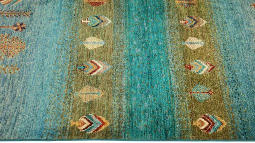 Close-up detail of New Persian Gabbeh rug from Pakistan showing Wool weave