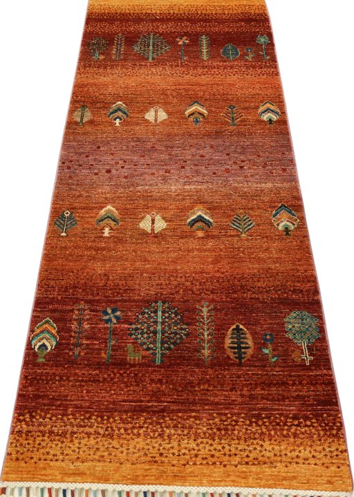 Surface texture of New Persian Gabbeh rug with natural Wool and intricate pattern