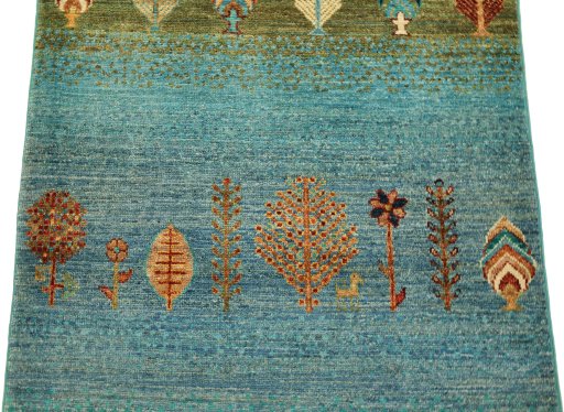 Central medallion detail of New Persian Gabbeh rug from Pakistan