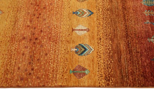 Close-up detail of New Persian Gabbeh rug from Pakistan showing Wool weave