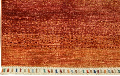 Full view of New Persian Gabbeh rug from Pakistan, 237 × 82 cm in Red tones