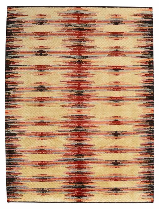 Full view of New Persian Gabbeh rug from Iran / Persia, 203 × 154 cm in Beige tones
