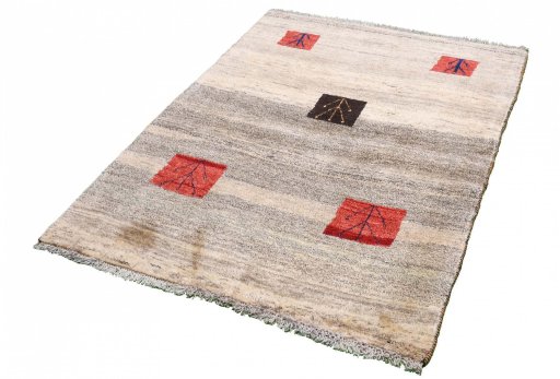 Close-up detail of 2000s Persian Gabbeh rug from Iran / Persia showing Wool weave