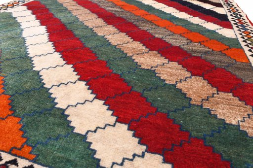 Central medallion detail of 2000s Persian Gabbeh rug from Iran / Persia