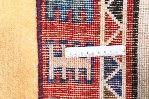 Close-up detail of 2000s Persian Gabbeh rug from Iran / Persia showing Wool weave