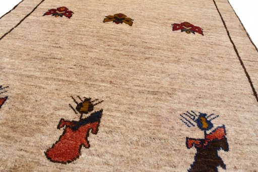 Central medallion detail of 2000s Persian Gabbeh rug from Iran / Persia