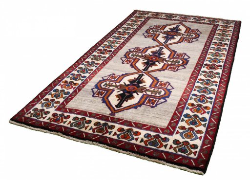 Close-up detail of 2000s Persian Gabbeh rug from Iran / Persia showing Wool weave