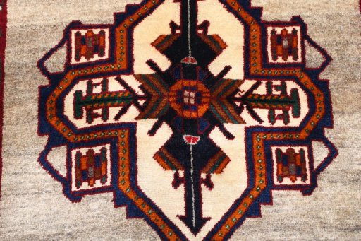 Backside of handmade 2000s Persian Gabbeh rug showing knot structure and weave density