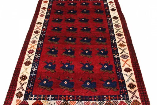 Close-up detail of 2000s Persian Gabbeh rug from Iran / Persia showing Wool weave