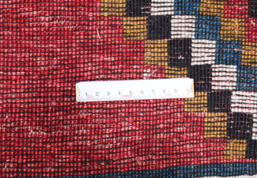Close-up detail of 2000s Persian Gabbeh rug from Iran / Persia showing Wool weave